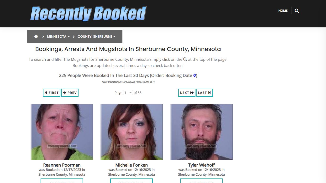 Bookings, Arrests and Mugshots in Sherburne County, Minnesota